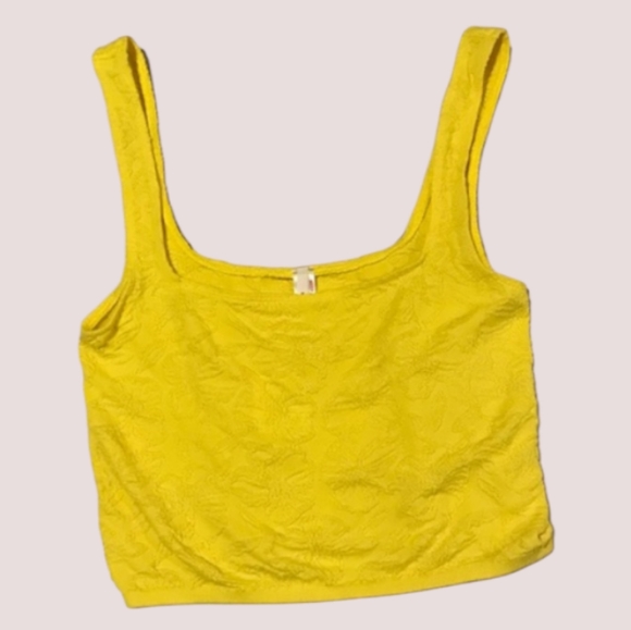 Anthropologie Hannah Seamless Textured Crop Tank Yellow - Picture 5 of 8